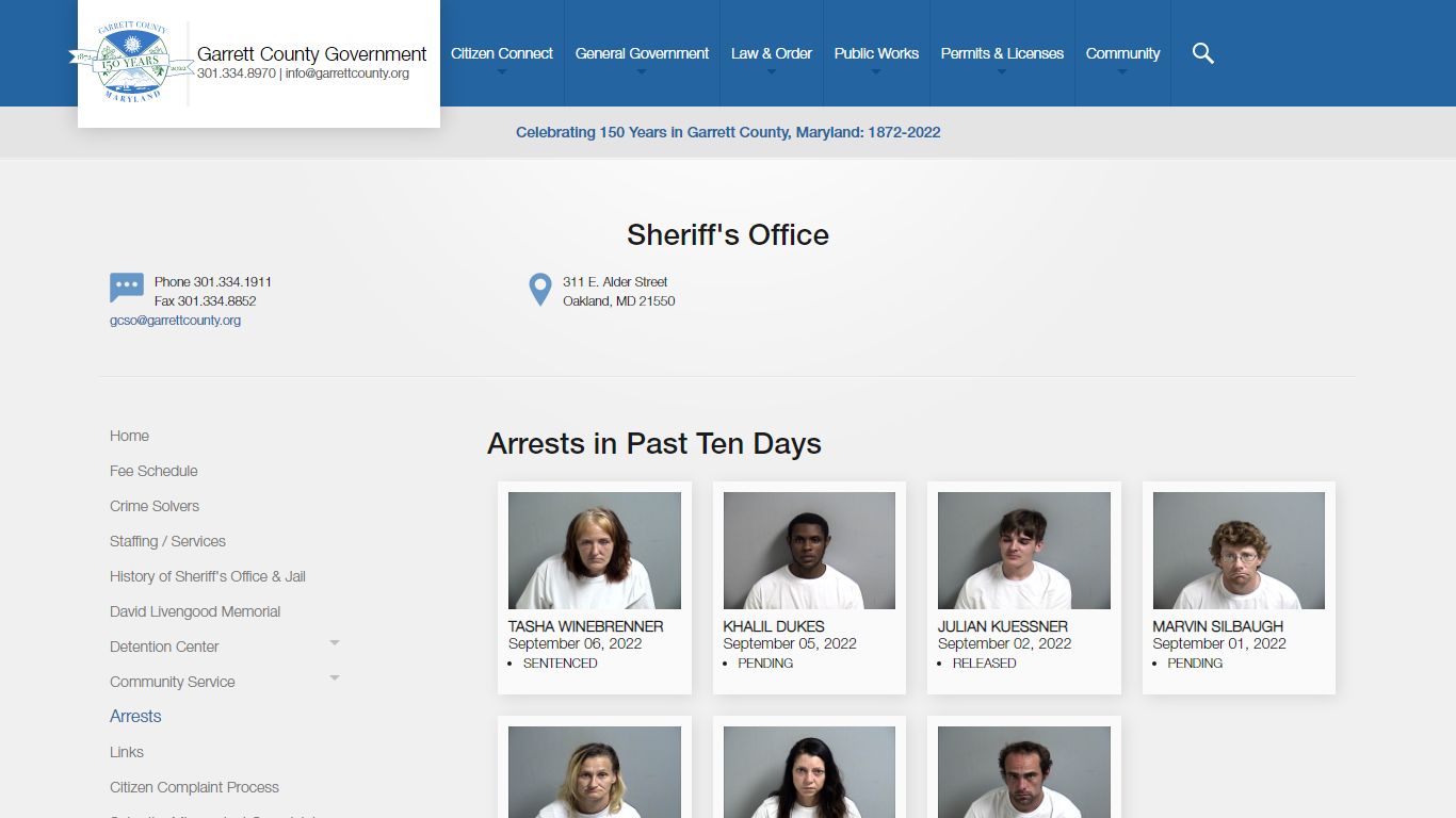 Arrest Log - Garrett County Government